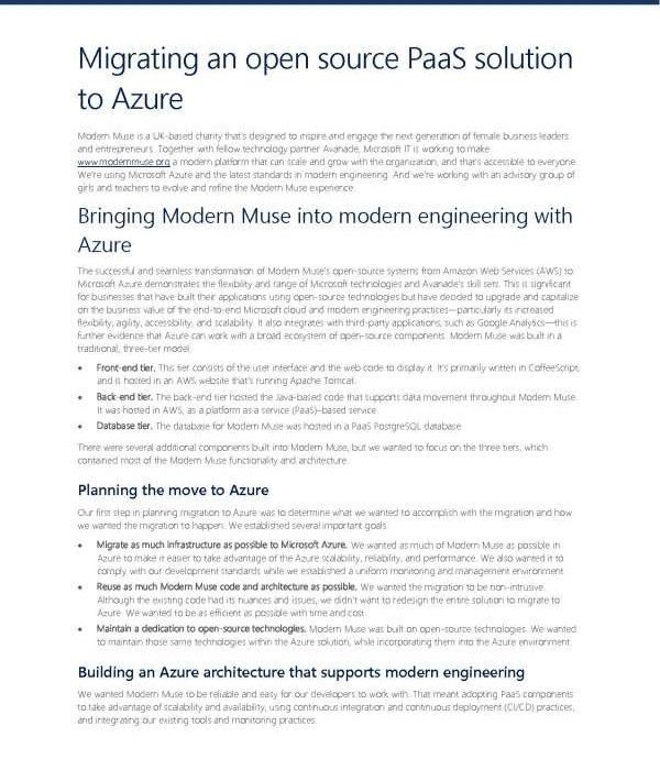 Migrating an open source PaaS solution to Azure
